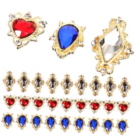Healvian 30pcs Nail Rhinestones Charms Heart-Shaped Gems for Nail Art Decoration Easy to Use Manicure Accessories for Women and Girls for Designs