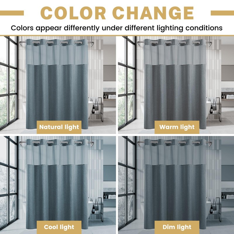 WONICY Extra Long No Hook Shower Curtain with Snap in