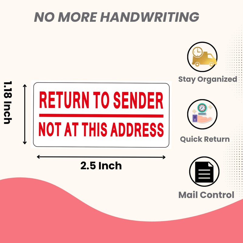 120Pcs Return to Sender Not at This Address Stickers, 2.5x1.18