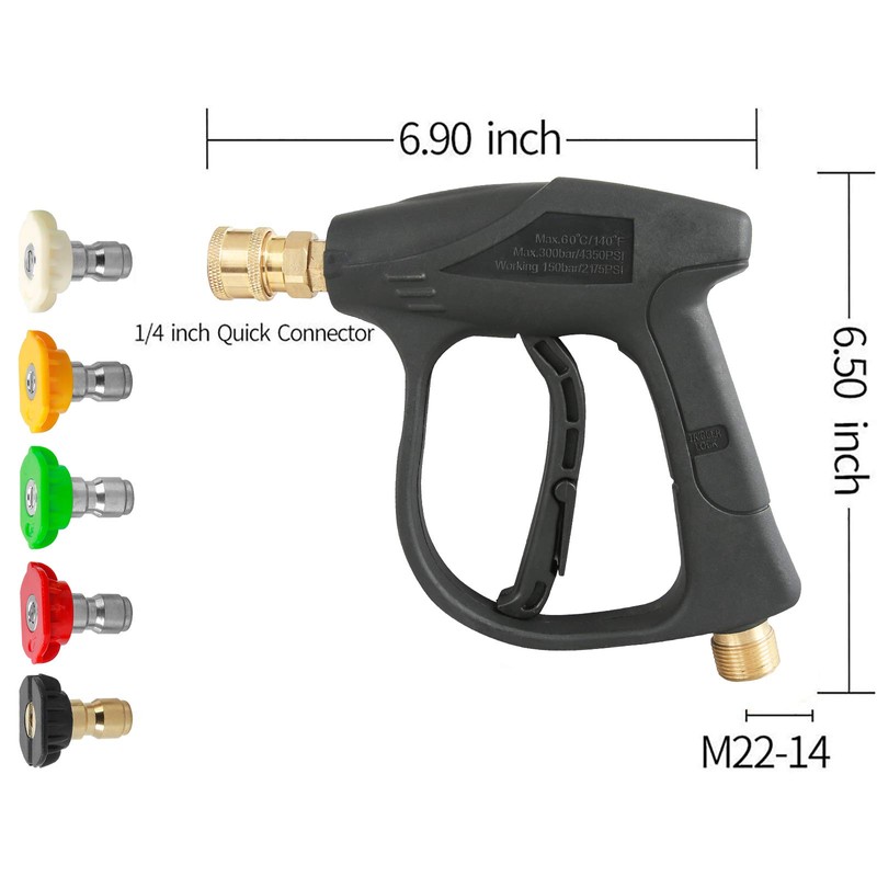 Sooprinse High Pressure Washer Gun,3000 PSI Max with 5 color