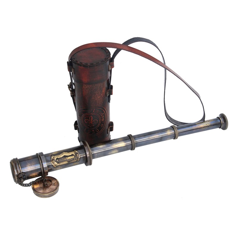 Vintage Brass Ship Telescope – Nautical Marine Spyglass for Sailing,