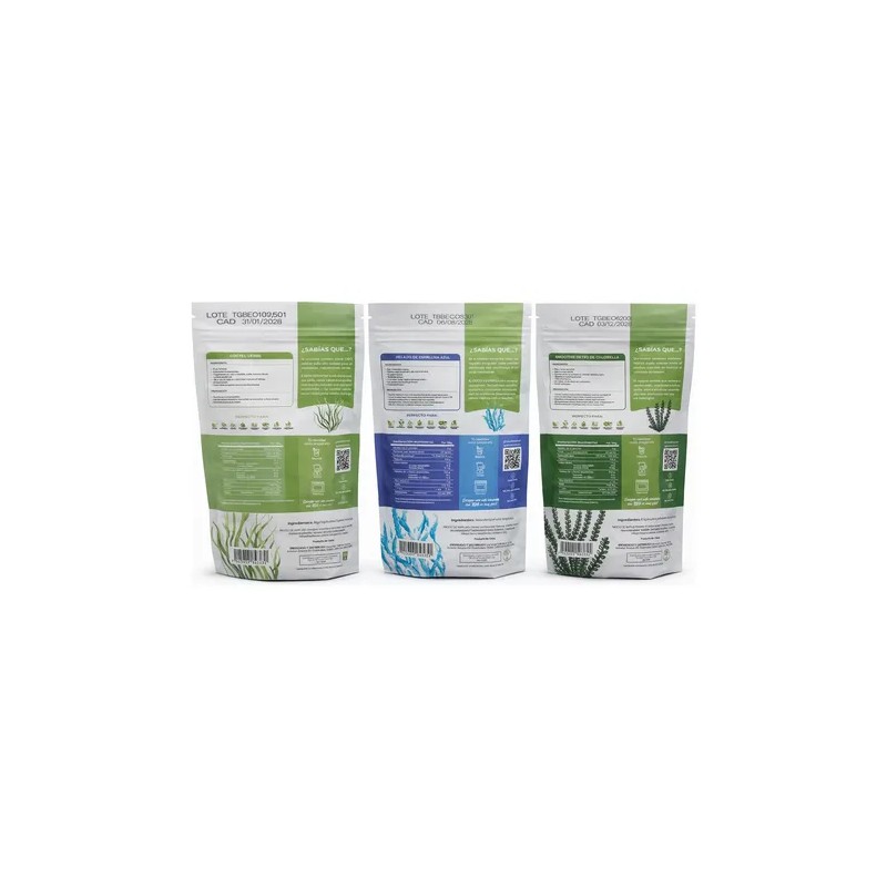 Combo 100 G Alga Espirulina + Chlorella + Espirulina Azul