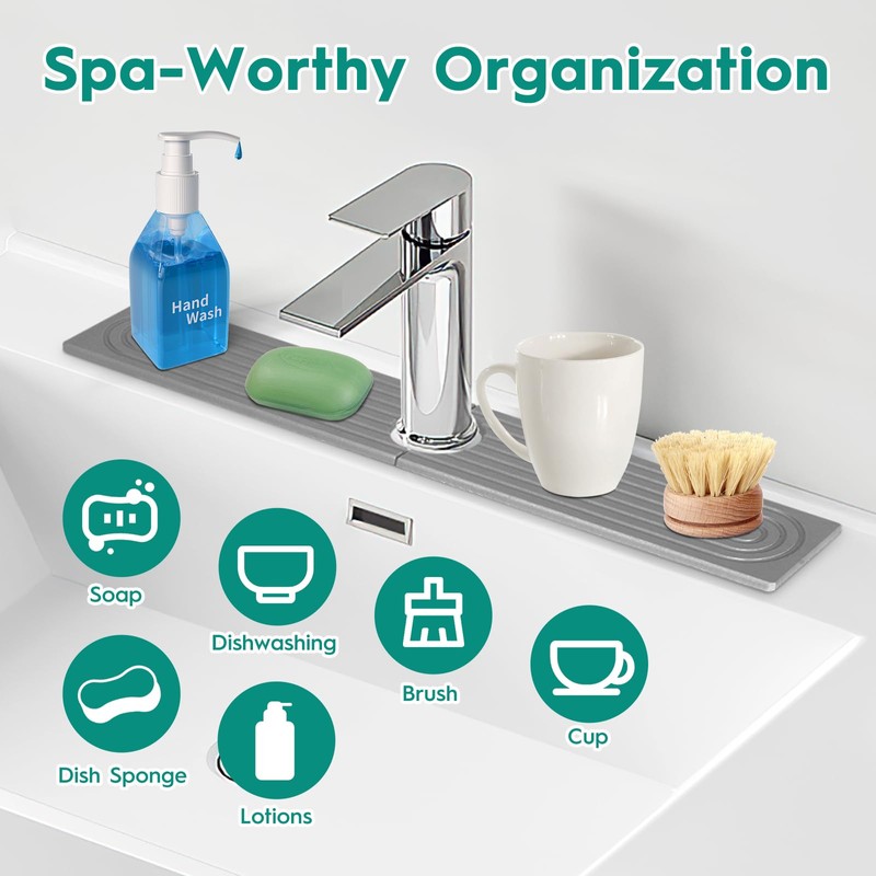 16 Inch Stone Faucet Mat for Kitchen Sink, Splash Guard-Water