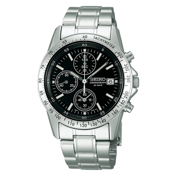Seiko Selection Men's Quartz Chronograph Watch, silver/black, Bracelet Type