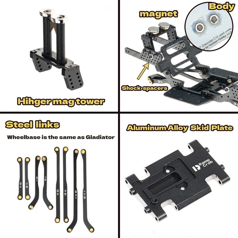 RampCrab Carbon Fiber Chassis Kit for SCX24, 7° Angled Skid,