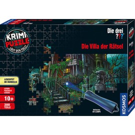 KOSMOS 697976 - Crime Puzzle: The Three ??? - The Villa of Riddles, Glows in the dark, 300 pieces with UV lamp, reading - puzzles - solving puzzles, for children from 10 years