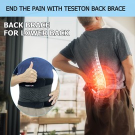 Cinturón de apoyo de espalda para mujeres y hombres, soporte de espalda para alivio del dolor de espalda baja/corrector de postura/escoliosis/ciática/hernia de disco, Negro, Large