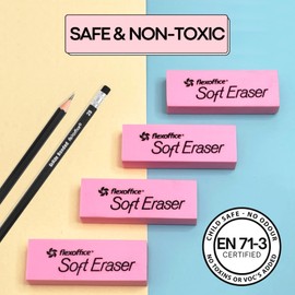 Soft Pink Erasers - 120 Count - Bulk Pack Pencil Block Eraser, Large Size, Latex Free School Supplies for Classrooms, Teachers, Homeschool, Office, Art Class