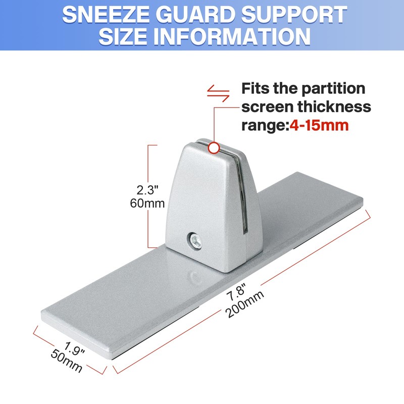 First-zgel 2 Pack Sneeze Guard Clamp Bracket, Silver Aluminum Partition