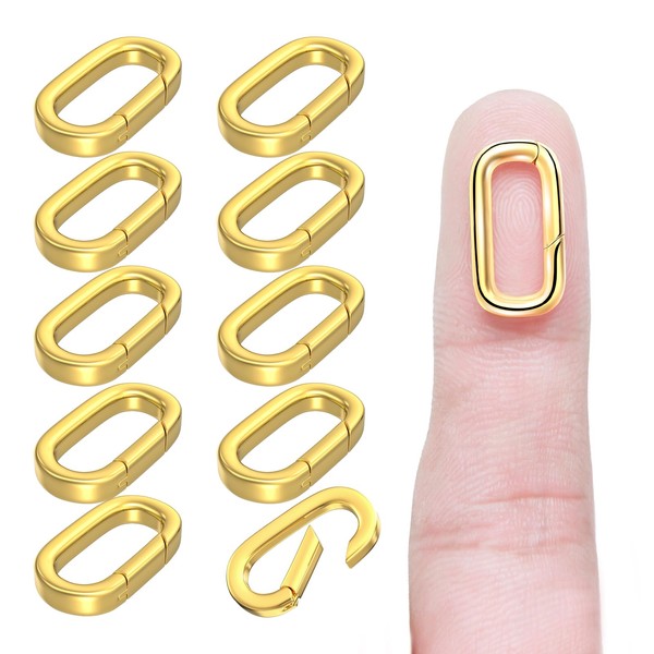Ofiuny 10Pcs 18K Gold Filled Oval Clasp Carabiner Necklace Clasps