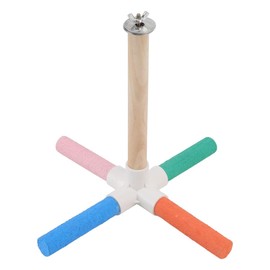 AIMALL Colorful Parrot Perch Stand – Cross Scrub Grinding Claw Bar for Birds, Easy to Install, Measures 7.09 Inches