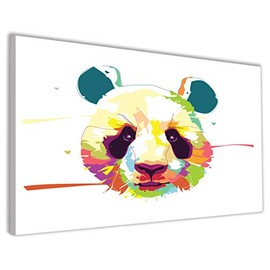 Hippowarehouse Colourful Panda Printed Canvas 41cmx61cm Wall Art Design Classroom Gym Room Home Office Décor