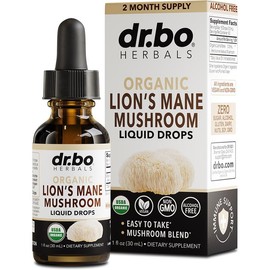 Dr. Bo Lion’s Mane Mushroom Drops – Organic Adaptogen & Nootropic Supplement for Focus, Mental Clarity, Brain Health & Cognitive Support – 1 fl oz