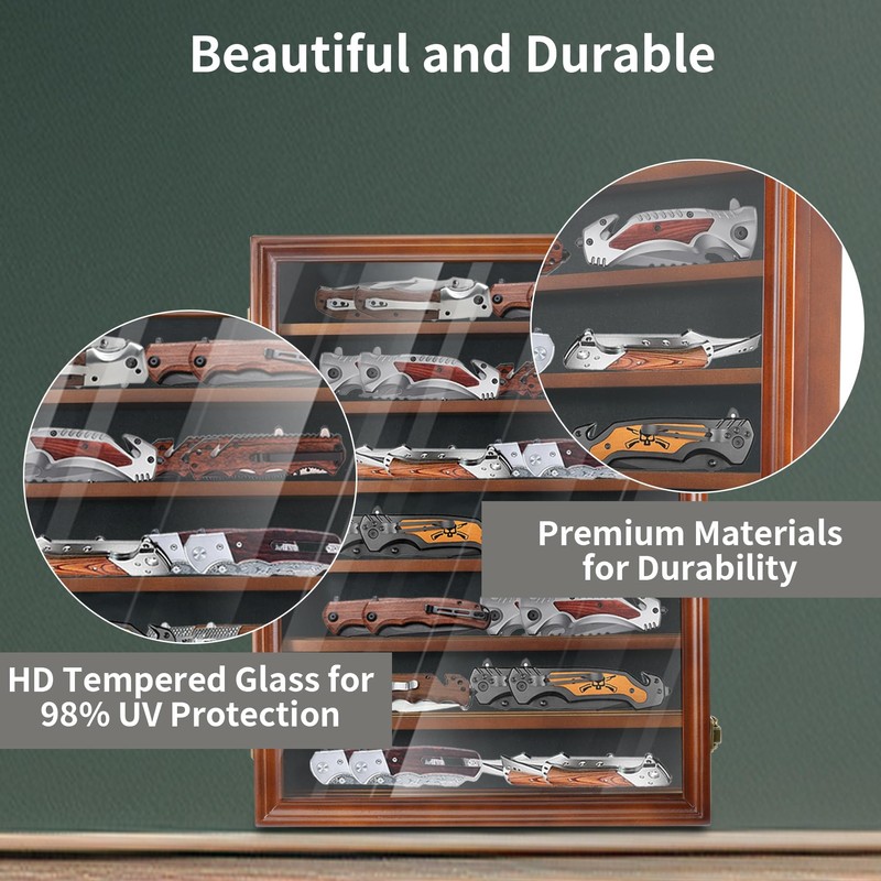 Knife Display Case for Collections, Pocket Knife Display Case with
