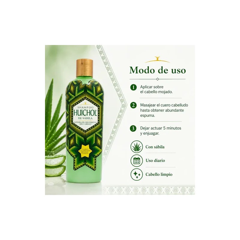 Shampoo Huichol Artesanal De Sabila Anticaida Original 400 ml