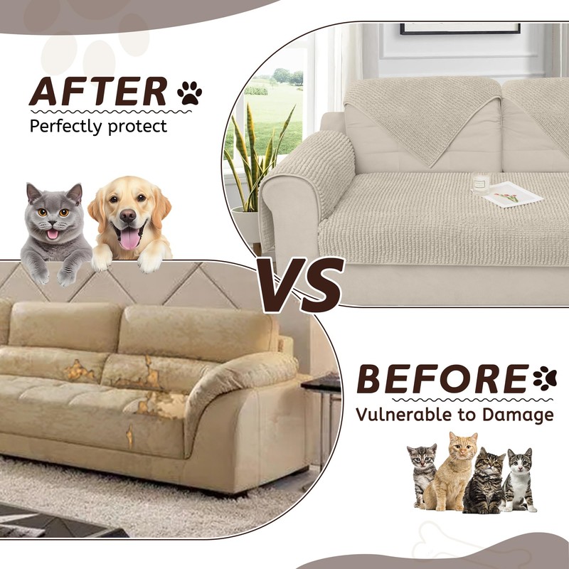 Arfntevss Sectional Couch Covers Plush Chenille L Shape Sofa Cover