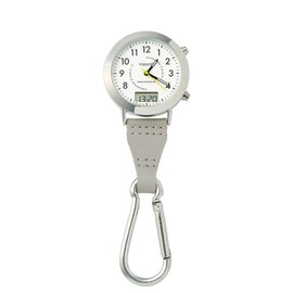 Nursey, Radio Wave, Analog/Digi, Carabiner, Upside Down Dial, Medical Nursing, Clock, Luminous Needle, Water Resistant to 10 ATM, Made in Japan, Silver