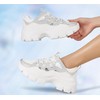 LUCKY STEP Women 90S Chunky Platform Rhinestone Sneakers-Casual Lace-Up Walking