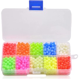 OROOTL Fishing Beads Assorted Kit - 1000pcs 5mm Round Float Glow Fishing Beads Luminous Hard Plastic Fishing Rig Beads Saltwater Freshwater Fishing Lures Tackle