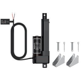 Justech 12V Heavy-Duty Linear Actuator 450lbs/2000N-4inch/100mm Silent IP54 Electric Actuator with Brackets for Electric Windows, RV Adjustments, Solar Trackers, Industrial Machinery, Black
