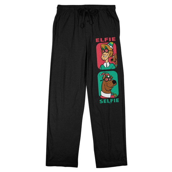 Scooby Doo Elfie & Scooby Men's Black Sleep Pajama Pants-Small