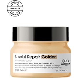 L'Oreal Professionnel Absolut Repair Golden Mask | Mascarilla dorada reparadora | Repara el daño y proporciona brillo al cabello | Con tecnología de quinoa dorada y proteínas | Para cabello fino a medio, seco y dañado | 250ml