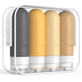 ME.FAN Travel Bottles for Toiletries,3oz Silicone Travel Size Containers, TSA Approved Squeezable Portable Split Bottle, Travel Accessories for Conditioner Shampoo Lotion - 4 Pack Yellow