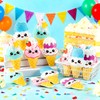 Gemscream 24 Pcs Plush Ice Cream Cones Toys, 4 Styles,