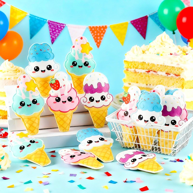 Gemscream 24 Pcs Plush Ice Cream Cones Toys, 4 Styles,