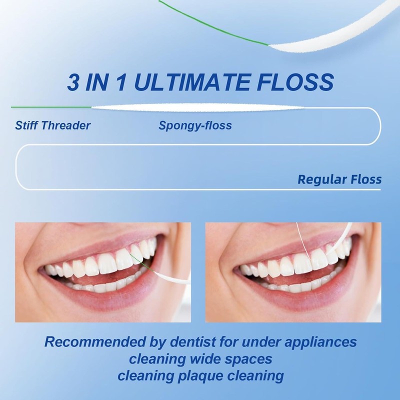 RAZOKO 3-in-1 Floss for Braces, 120 Pre-Cut Strands | Floss