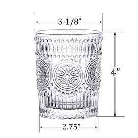 Kingrol 6 Pack 9.5 oz Romantic Water Glasses, Premium Drinking Glasses Tumblers, Vintage Glassware Set for Juice, Beverages, Beer, Cocktail