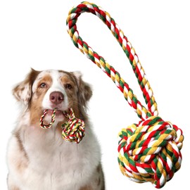 Kats'N Us Dog Treats Chewy Rope Ball Knot Dog Toy for Teething - Durable, Long-Lasting Chewy Toys for Puppies and Small Breeds - Puppy Essentials Interactive Dog Toy for Teething Relief, Multi-Color