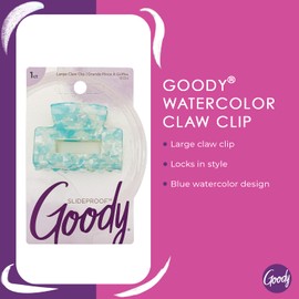 Goody Large Claw Clip, 1 Count - Watercolor, Blue - for All Hair Types - Great for Easily Pulling Up Your Hair - Pain-Free Hair Accessories for Women, Men, Boys, and Girls