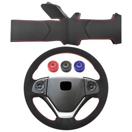 SUNBREATH Compatible with Hand Sewn Steering Wheel Cover for Honda CRV 2012-2015 Non-Slip Breathable Microfiber Leather Steering Wheel Protector