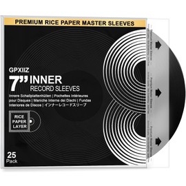 GPXIIZ Record Inner Sleeves 7 Inches, Pack of 25 LP Protective Covers, Master Record Sleeves Made of 3-Layer HDPE + Rice Paper, Antistatic Vinyl Sleeves Made of Rice Paper, for 7 Inch Vinyl Inner