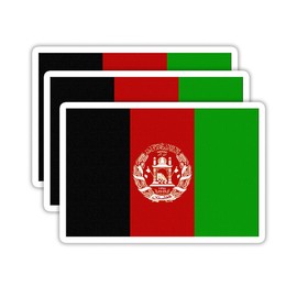 (3PCS) Afghanistan Flag stickers, Countries Flag Stickers, Waterproof Vinyl Decals For Laptops, Tumblers, Water Bottles, Books, Scrapbooks, Size 3 x 2.1 Inch