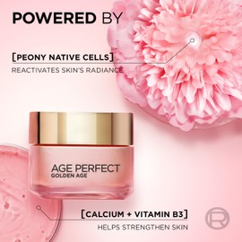 L'Oreal Paris LOral Paris Age Perfect Golden Age Rosy Day Cream 60+, Moisturising, Reactivates Radiance with Instant Glow, Peony Native Cells, Calcium B3, 50ml