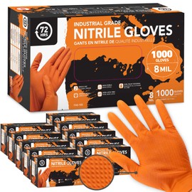 72HRS Industrial Grade Nitrile Gloves - Mechanic Gloves, 8 Mil Nitrile Gloves, Nitrile Gloves, Auto Mechanic Gloves, Rubber Mechanic Gloves, Disposable Gloves, Orange Shop Gloves (1000 Pieces, Small)