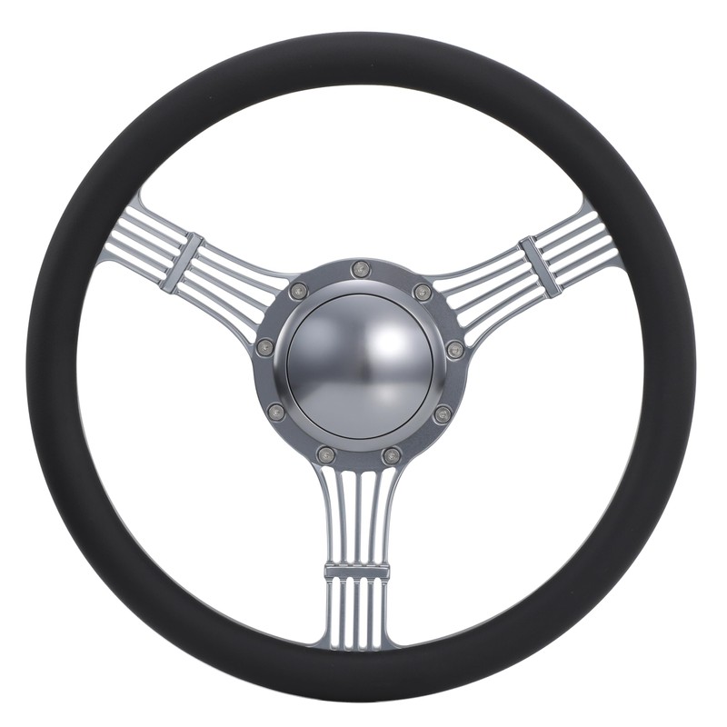 14" Gun Metal Billet Steering Wheel Half Wrap with Horn