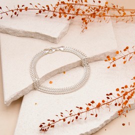 Tuscany Silver Solid Fancy Curb Bracelet of 19 cm/7.5-inch