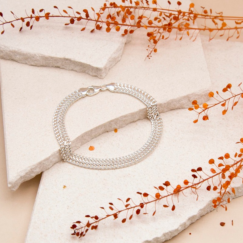 Tuscany Silver Solid Fancy Curb Bracelet of 19 cm/7.5-inch