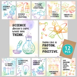 Decorably Science Quotes Posters for Classroom, 12 Science Classroom Decor, 11x14in Science Posters for Classroom Middle School, Science Decor, Science Poster, Science Classroom Decorations