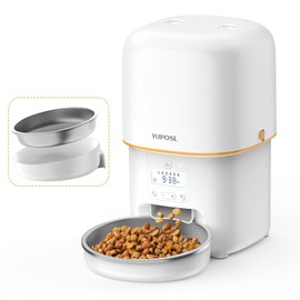 Automatic Cat Feeder, 3L Cat Food Dispenser with Anti-Jam Design, Over 180-day Battery Life, 1-6 Meals Per Day with Stainless Steel Cat Bowl, Keep Dry Food Fresh, Timed Pet Feeder Also for Small Dog