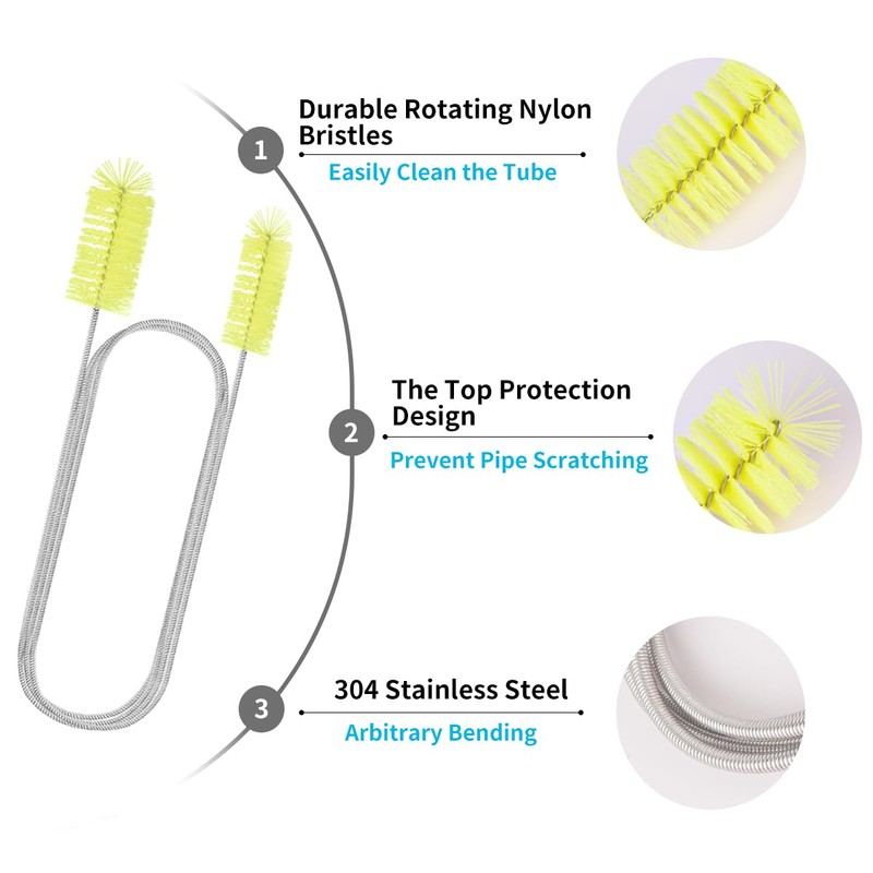 Flexible Drain Brush, 66 Inch Double Ended Aquarium Filter Hose