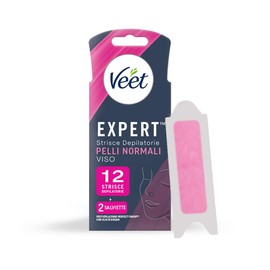 Veet Expert Strisce Viso Pelli Normali, 12 strisce
