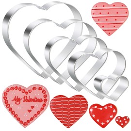 Heart Cookie Cutter Set - 5 Piece - 4.57" 3.86" 2.95" 1.97” 1.38" - Love Shaped Cookies Fondant Biscuit Molds for Valentines Day Holiday Birthday Party - Stainless Steel