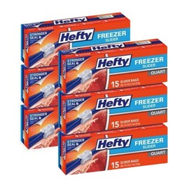 Hefty Freezer Slider Bags, Quart, 15 CT (Pack - 6)