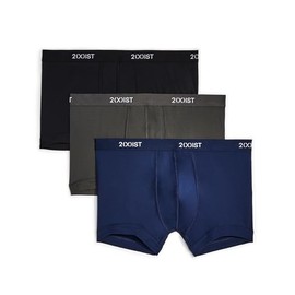 2(X)IST Men's Micro Speed Dri No Show Trunk 3-Pack, Black/Charcoal/Varsity Navy, Medium