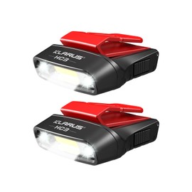 klarus HC3 2pcs Rechargeable Motion Sensor Cap Visor Light - 100 Lumens COB LED Clip on Hat Light - Headlamp Flashlight with Red Light for Fishing Running Camping Reading
