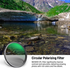 NEEWER 46mm Polarizing Filter, 24 Layer Multi Resistant Nano Coated MC CPL Circular Polarising Filter, HD Optical Glass Polarizer/Ultra Slim/Reduce Reflection/Enhance Contrast/Reduce Glare